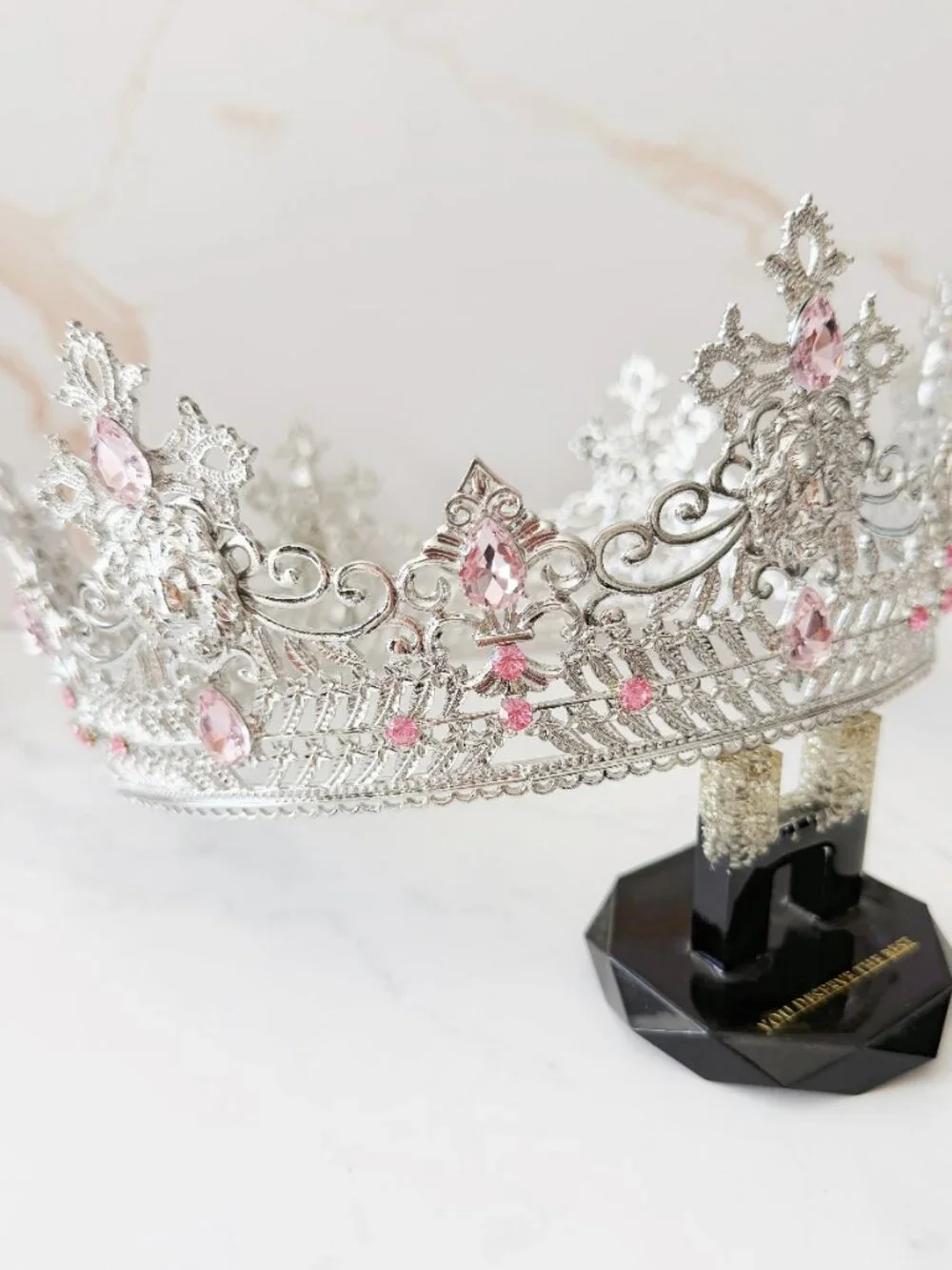 Silver Lion King Crown Pink Crystal Medieval Renaissance Royal Cosplay Tiara